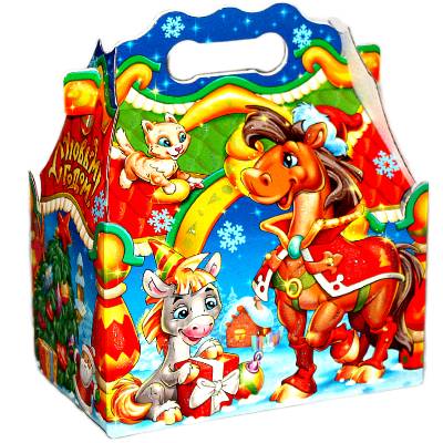 Сладкий подарок на Новый Год в картонной упаковке весом 1000 грамм