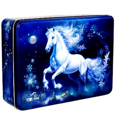 Сладкий подарок на Новый Год в жестяной упаковке весом 750 грамм